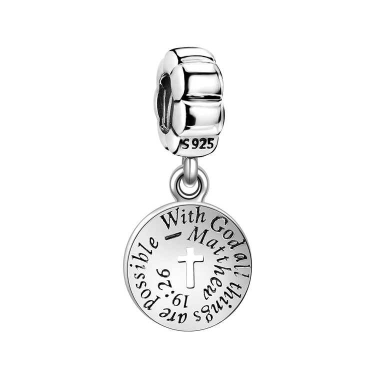 GiftJewelryShop Swimming Rubber Ducky Photo with God All Things are Possible Religious Dangle Charm Bracelets