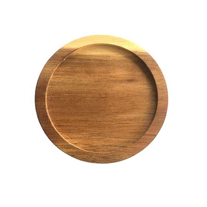 10cm simple 100% natural custom acacia round wooden cup holder