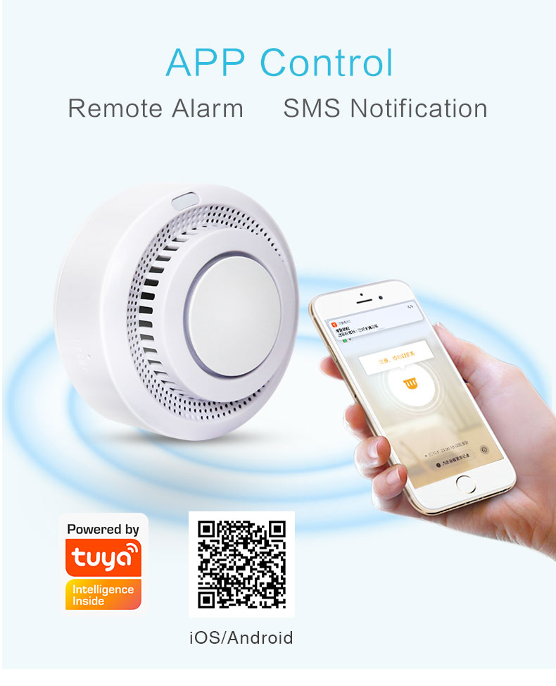 Smart Home Tuya App Standalone Wifi Smoke Detector Alarm Controller