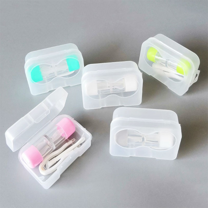 Muti Color Simple Mini RGP Rigid Contact Lens Container Box Wearing Stick And Tweezers Kits Plastic Contact Lens Case