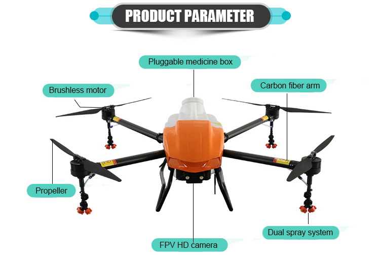 JTI M32S 16L Agriculture Drone, PRODUCT PARAMETER Pluggable medicine box Carbon fiber arm Brushless motor Propeller