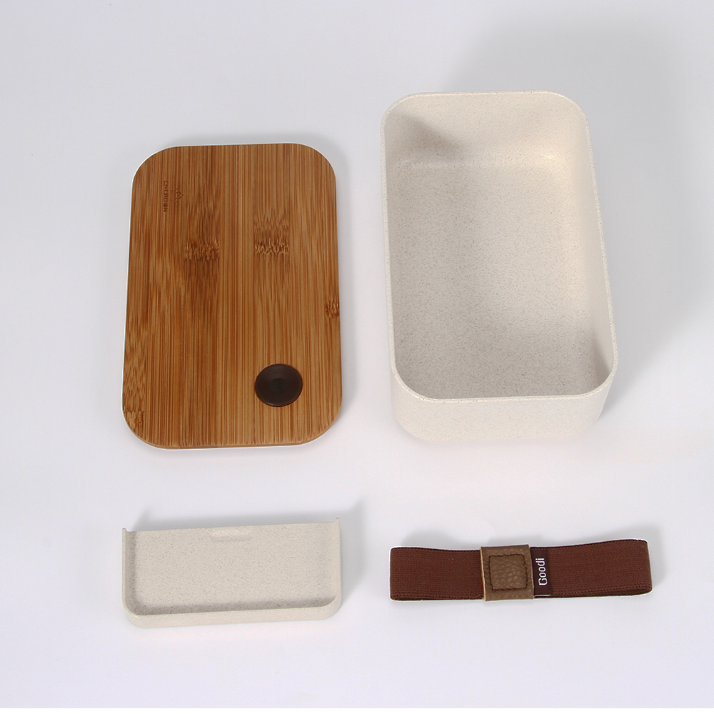 Экологически чистые индивидуальные BPA Бесплатно Пищевой шелухи волокна тела bento Ланч-бокс с бамбуковой крышкой и съемный разделитель