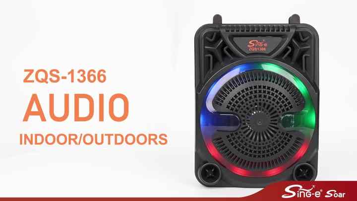 SING-E Zqs1366 Mini Outdoor Karaoke Speaker with RGB LED, USB/TF