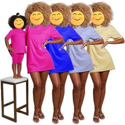 Atacado Cor Sólida Conjunto de Roupas para o Bebê Meninas Boutique Roupas Pai-filho Roupas As Mulheres Se Vestem Mommy and Me Roupas