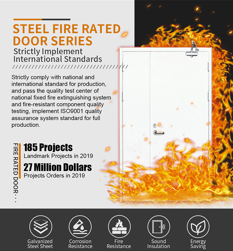 8 x 4 fire proof garage doors emergency steel fire rated door in guangdong