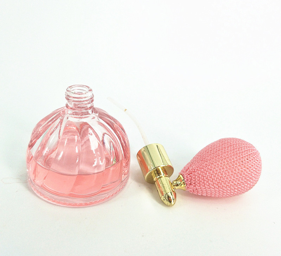 100ml gas bag with pink air ball spray ball shape glass perfume bottle
