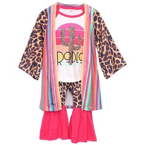 2020 Toddler clothing fashion cactus print design holiday girls baby kids boutique fashion 3pcs sets outfits RTS styles western
