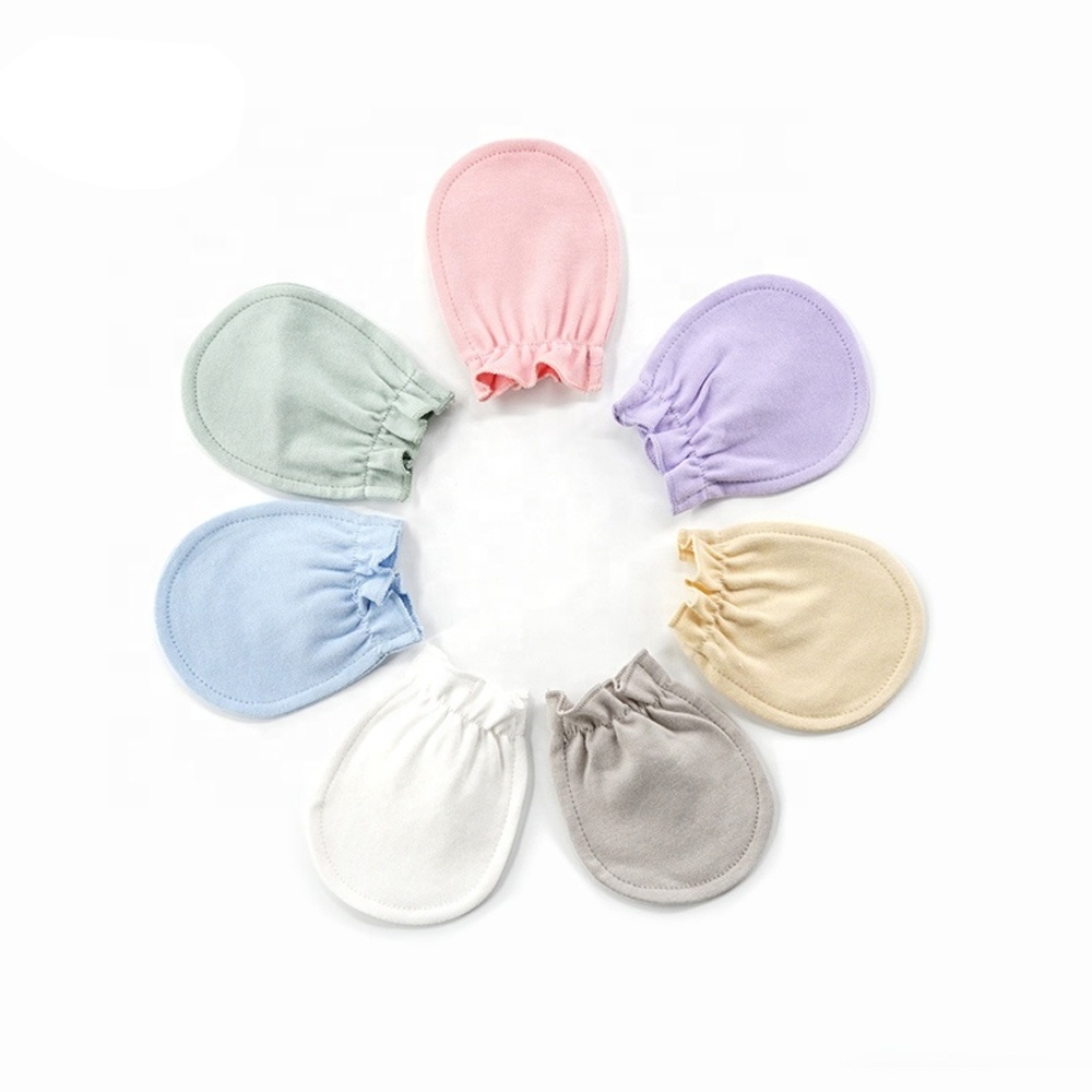 Фабрика на заказ Китайская Фабрика оптовая продажа органический хлопок 180 г/м2 однотонные варежки для малышей против царапин