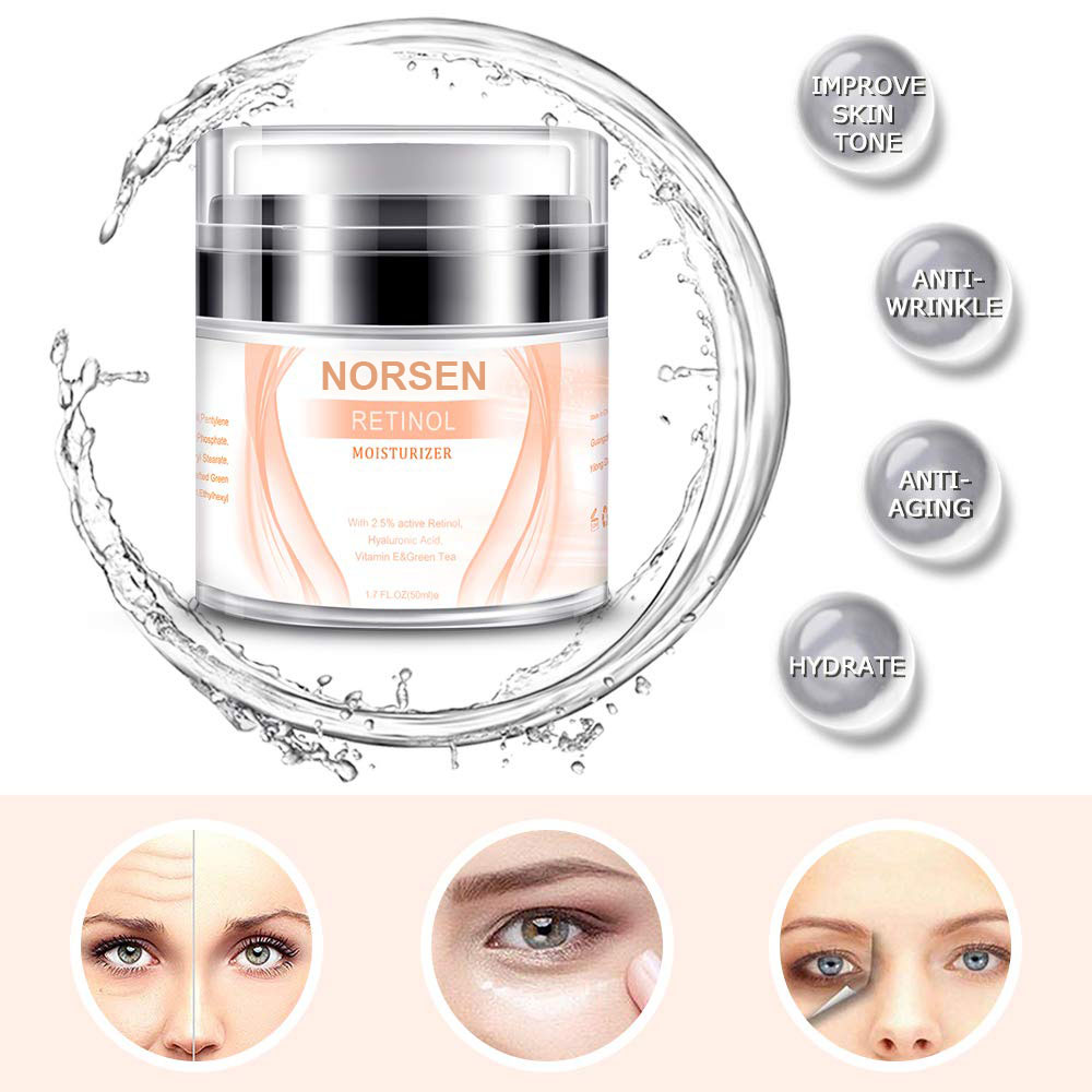 Organic Face Moisturizer Anti Wrinkle Retinol Cream Private Label Natural Plastic Bottle Adults Female 3 Years Sample Size 50ml