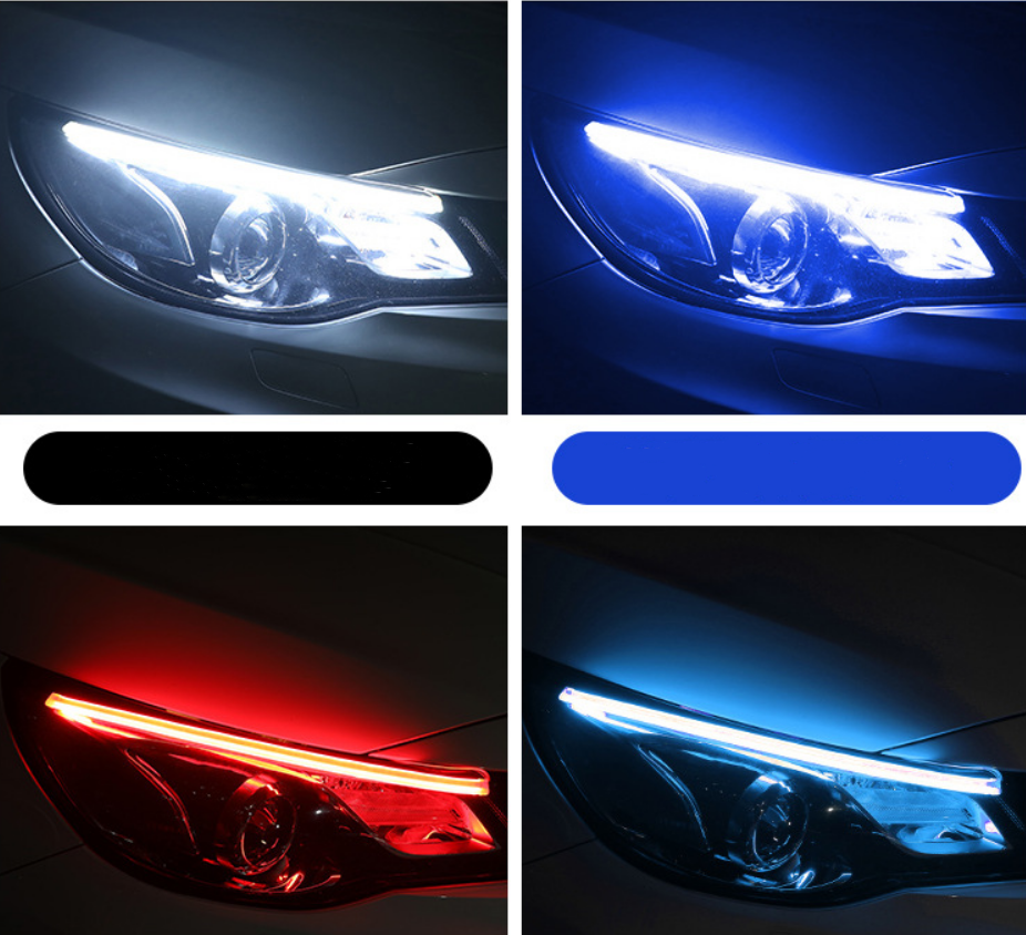 汽车 led 光导条超薄白天运行光双色运行水带转泪眼大灯