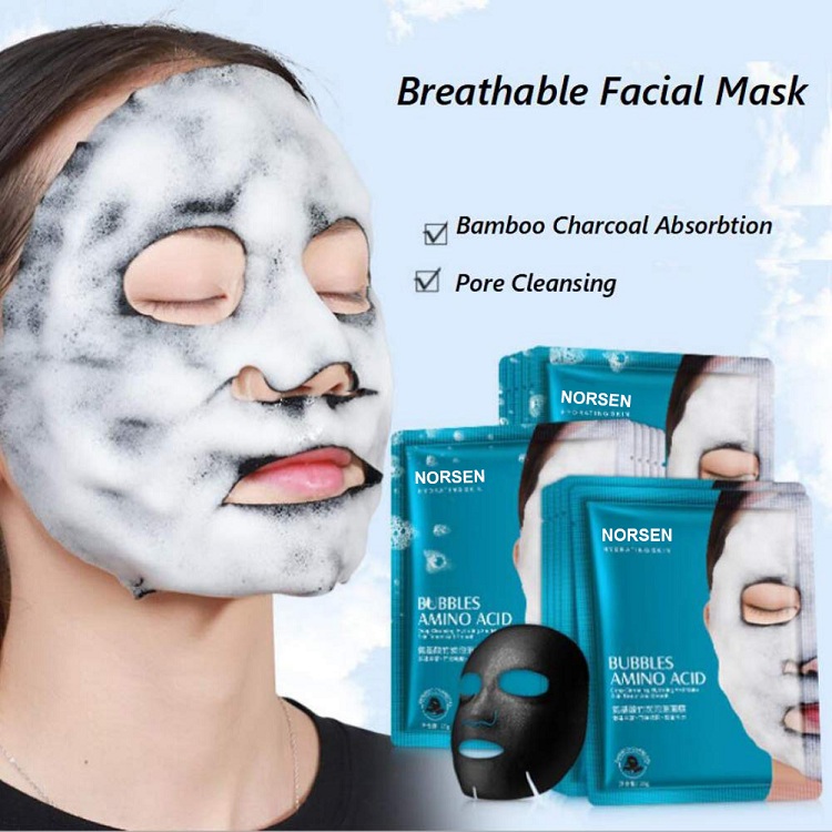 Wholesale private label amino acid bamboo charcoal foam facial mask