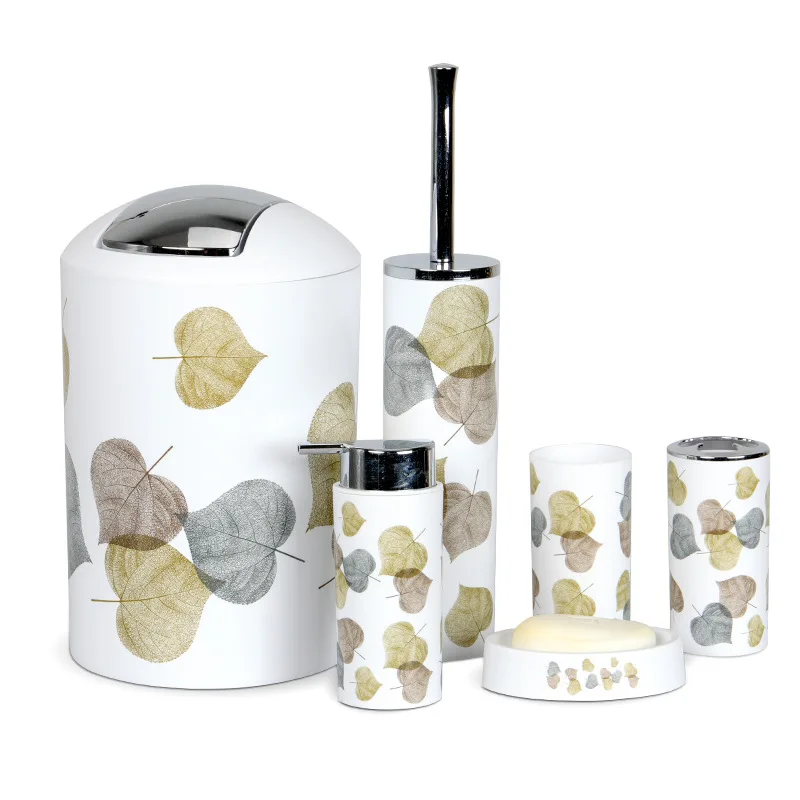 Manufacturer Wholesale 6 Pieces Soap Dish Soap Dispenser Bathroom Accessories Set Plastic Bathroom Sets