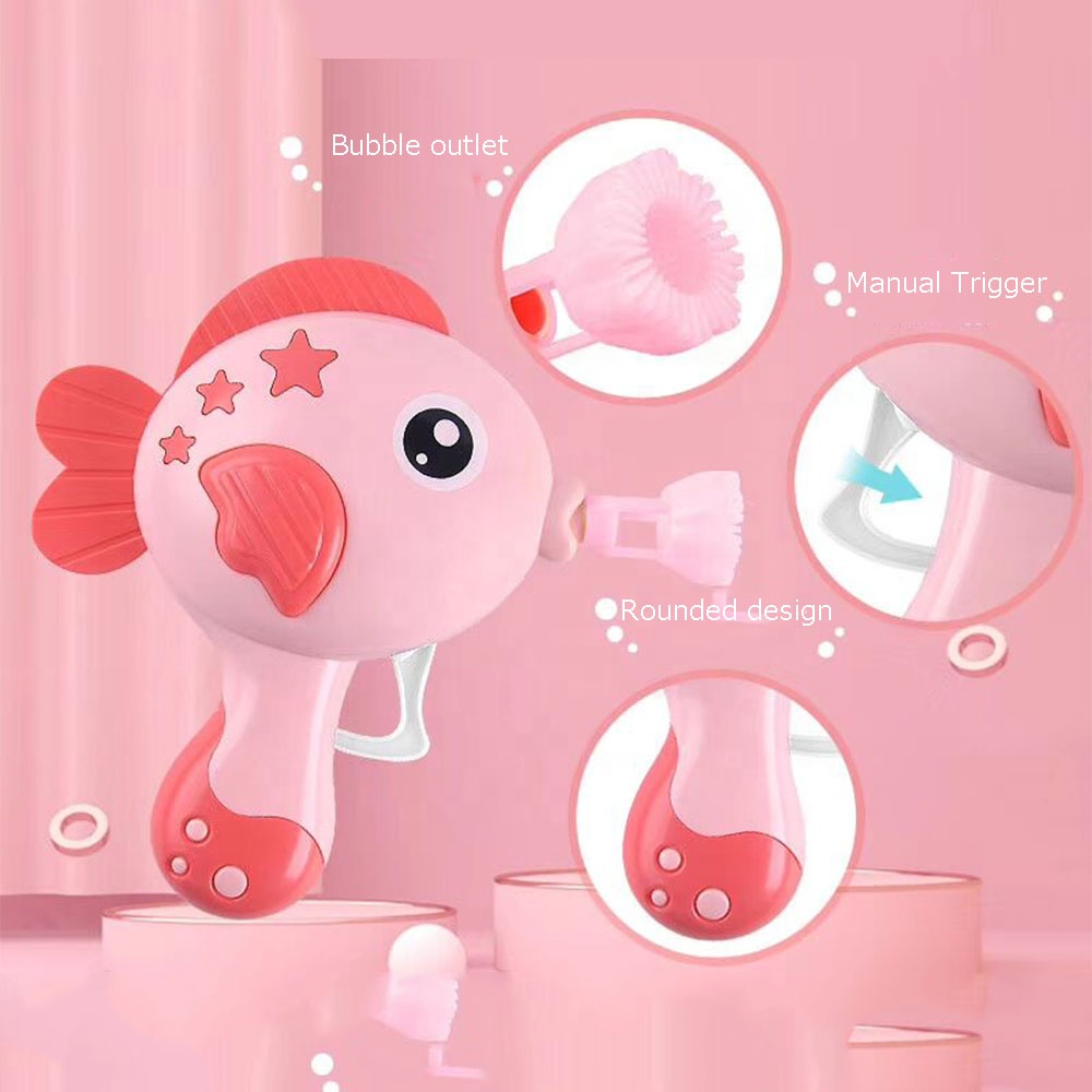Newest Hand Push Fish Soap Bubble Gun Machine For Kids Play With No Battery Bubble Toys