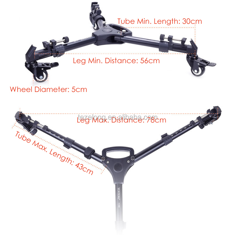 YUNTENG YT-900 Universal Movement Track Tripod Casters Pulley