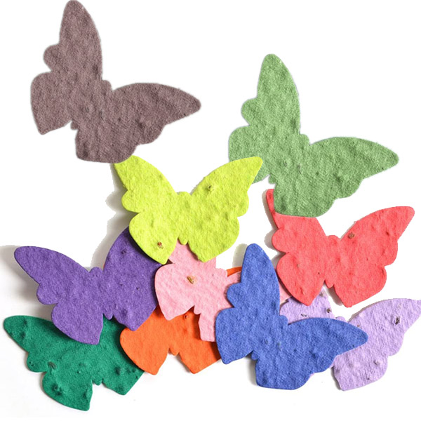 Экологически чистая 100% цветная подвесная бирка ручной работы в форме бабочки, бумага для семян