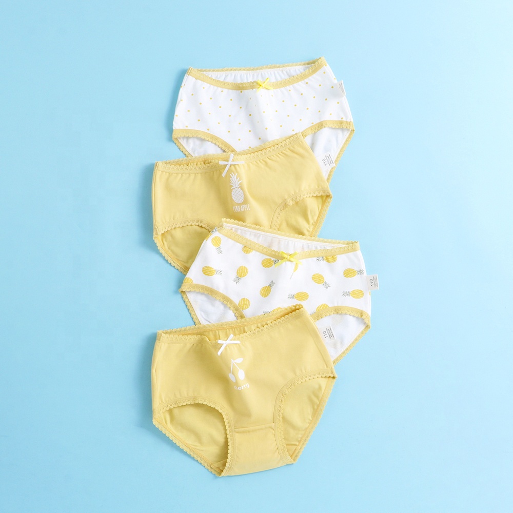 4 шт., детские трусики для девочек, нижнее белье, милый фруктовый дизайн