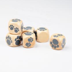 30mm 목제 거푸집 자연적인 목제 원색 인쇄 회색 색깔 고양이의 발자국은 OEM 도박 주사위를 개인화했습니다