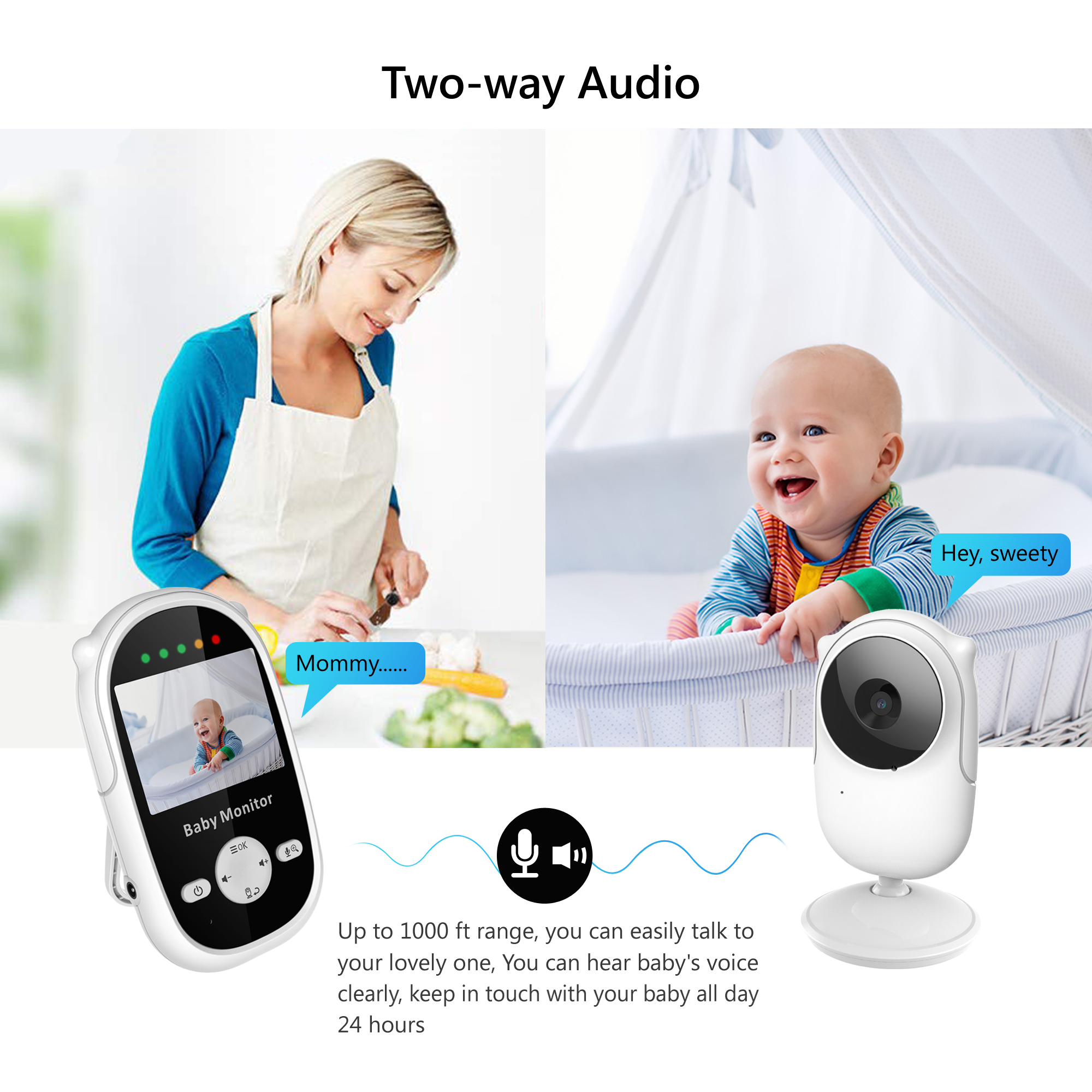 cheap Amazon 2.4 inch baby monitor,  baby home camera , video baby monitor factory