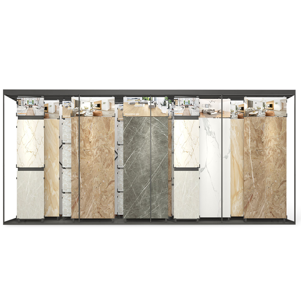 Suporte de exposição de metal e cerâmica, catálogo, rack para exibição de ladrilhos de MDF, suporte para showroom de ladrilhos, suporte de cerâmica e madeira