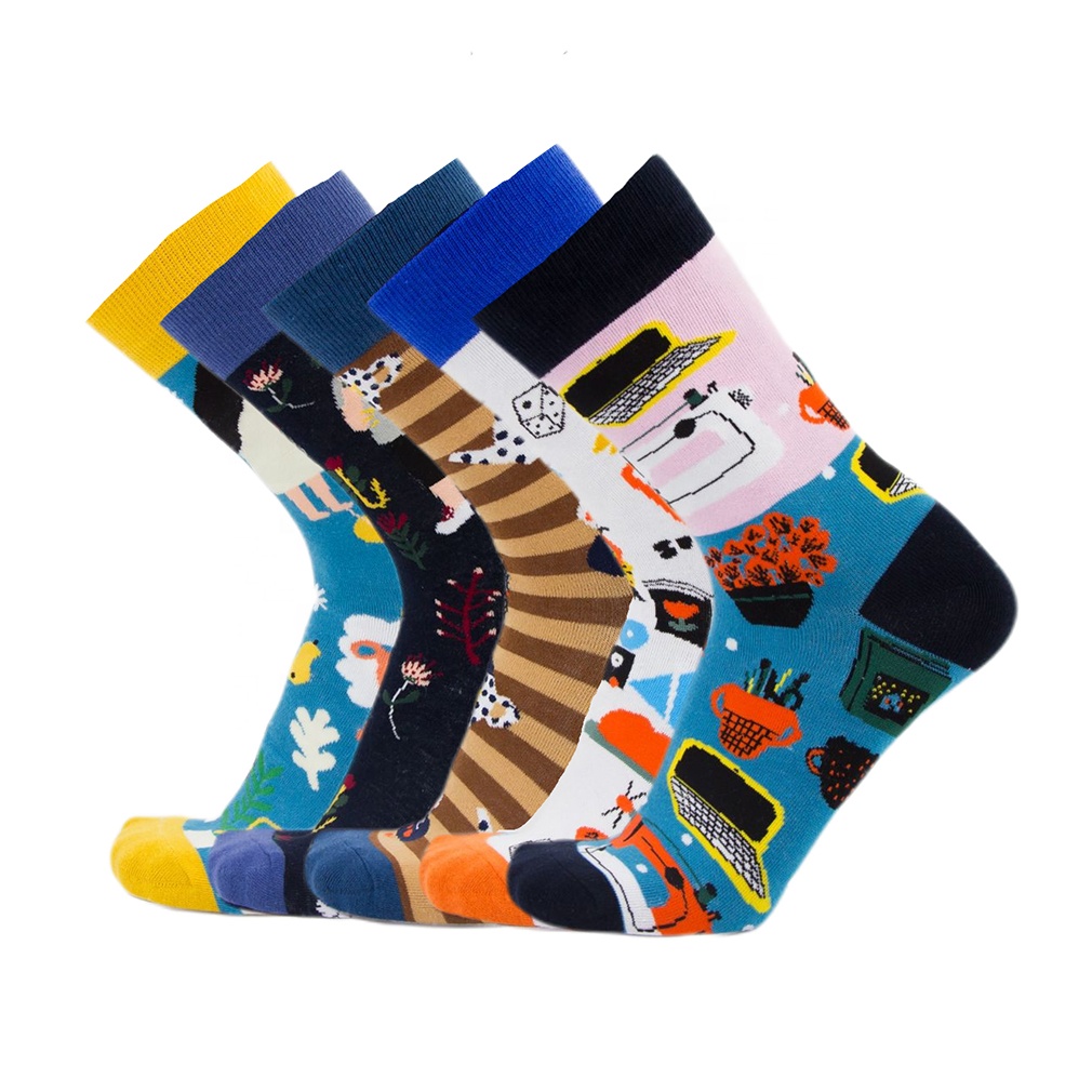 Оптовая продажа, модные красочные веселые смешные сумасшедшие носки, мужские хлопковые носки