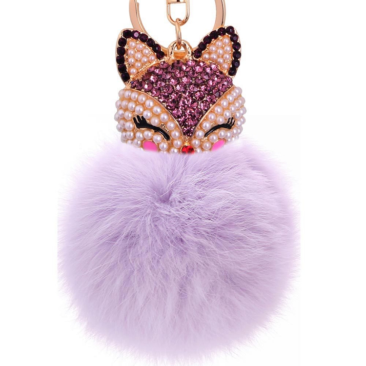 Лисий Стиль 7 см помпон пурпурный меховой шар брелок