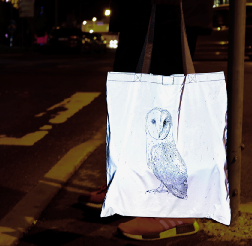 New design wholesale light reflective shopping bag reflective polyester shopping bag for packing