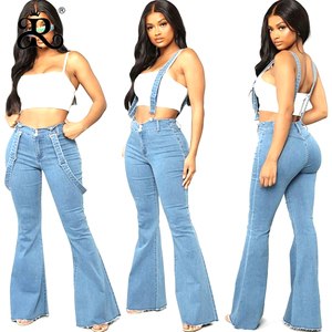In Stock Ladies Denim Jeans Women Jeans Flared Pants Stock Jeans