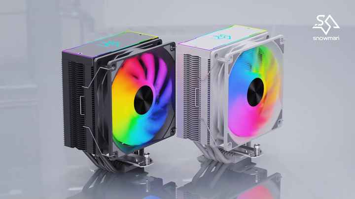 Snowman 4 Heat Pipe PC CPU Cooler with PWM 4 Pin + 5V 3pin ARGB Fan