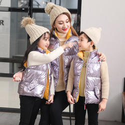 2020 New Pattern Children's Wear Warm Thick Solid Color Kids Vest Coats Family Matching Clothing