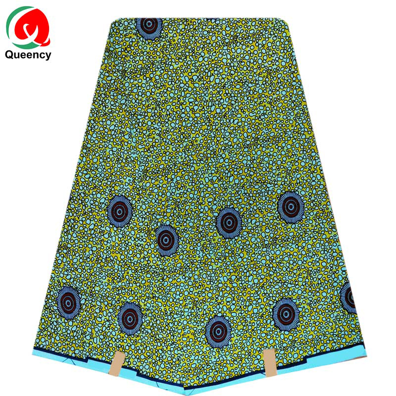 Восковая ткань Queency из 100% хлопка с Африканской печатью, восковая ткань из натуральной вощеной ткани с несколькими узорами