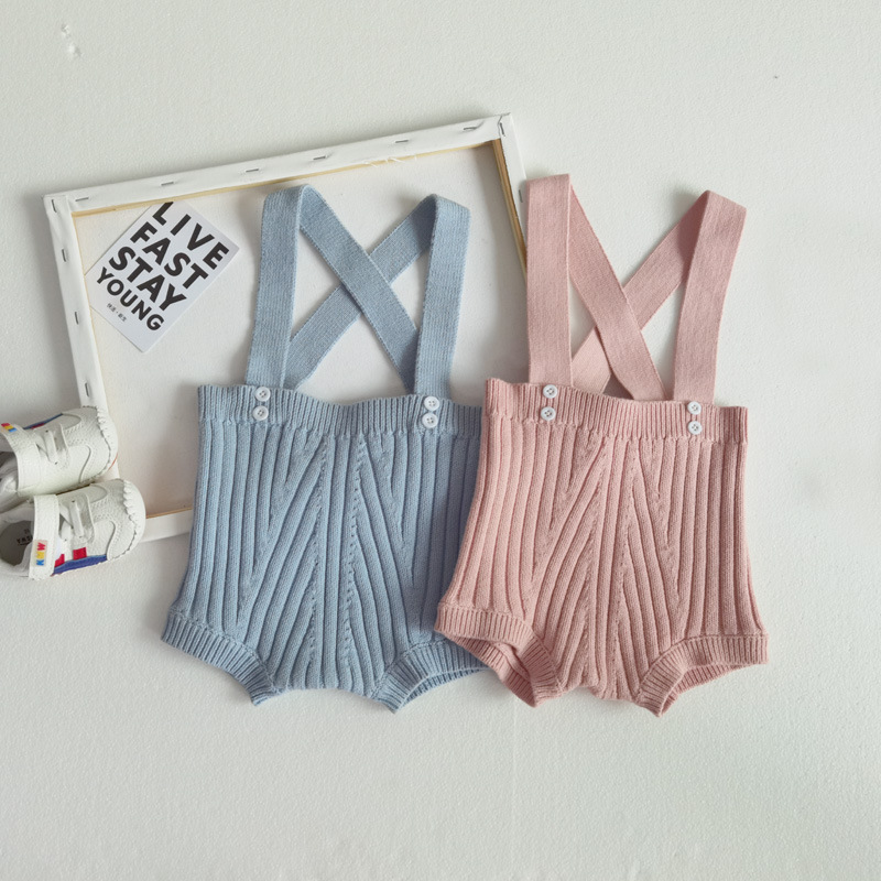 Комплект из двух предметов Однотонная футболка с длинным рукавом + трикотажные подтяжки и брюки для мальчиков и девочек