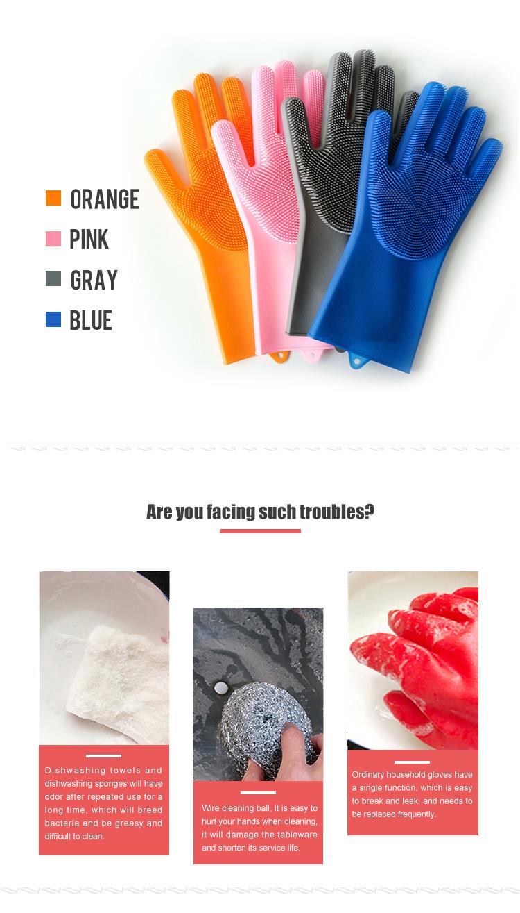 Cleaning Scrubber Wash Washing Brush Silicone Dishwashing Glove