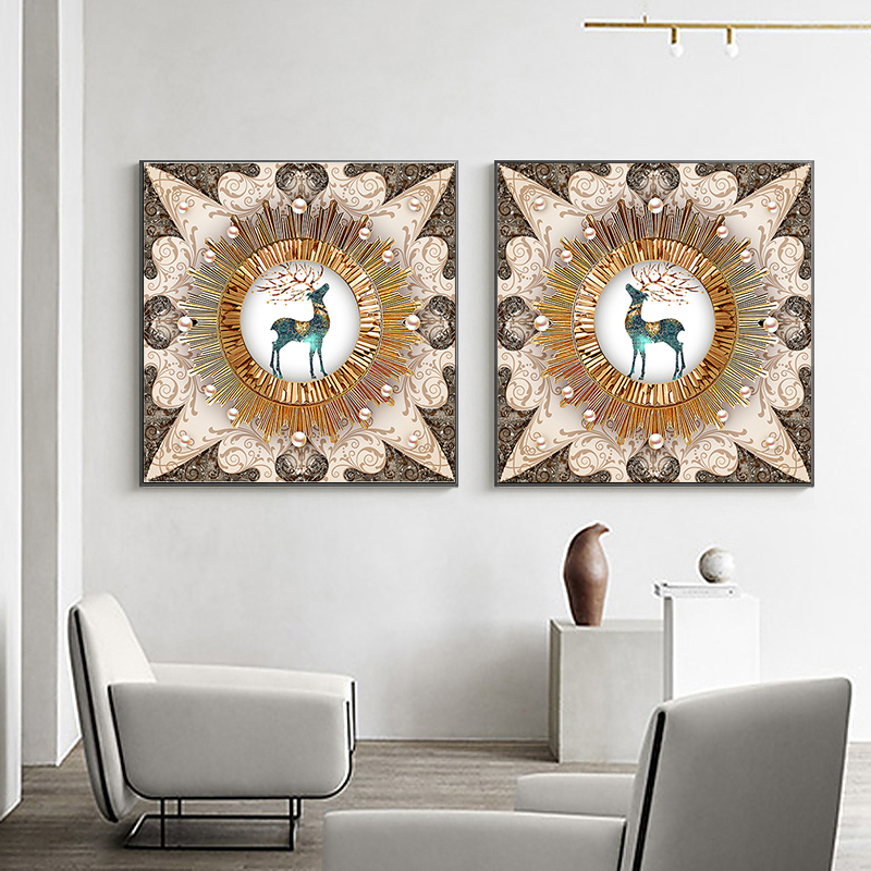 Modern Abstract Animals Deer And Horse Golden Decor Painting on Canvas Art Prints Gold Leaf Modern For Living Room Decoration