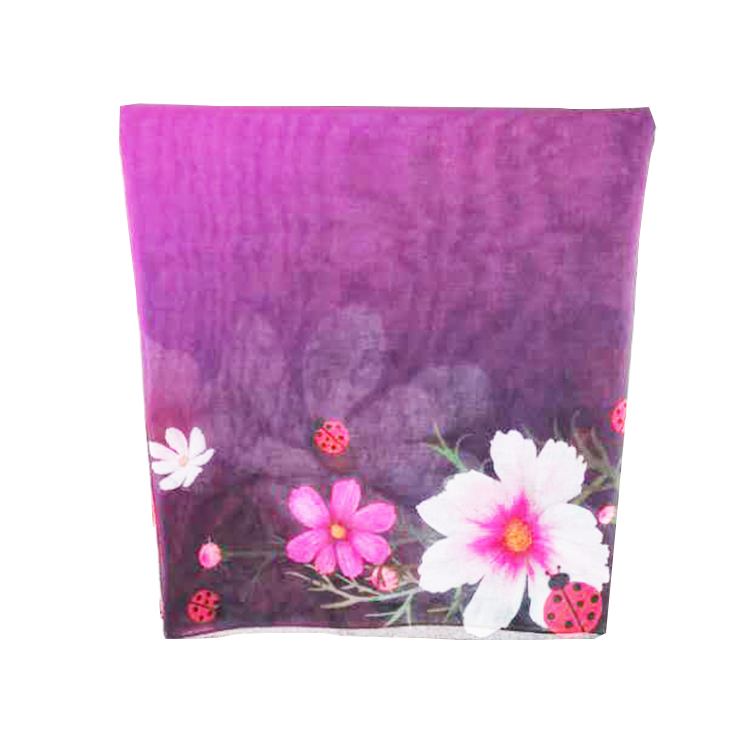 Печать японская вуаль, крученая полиэфирная ткань для женских шарфов и суданских туров