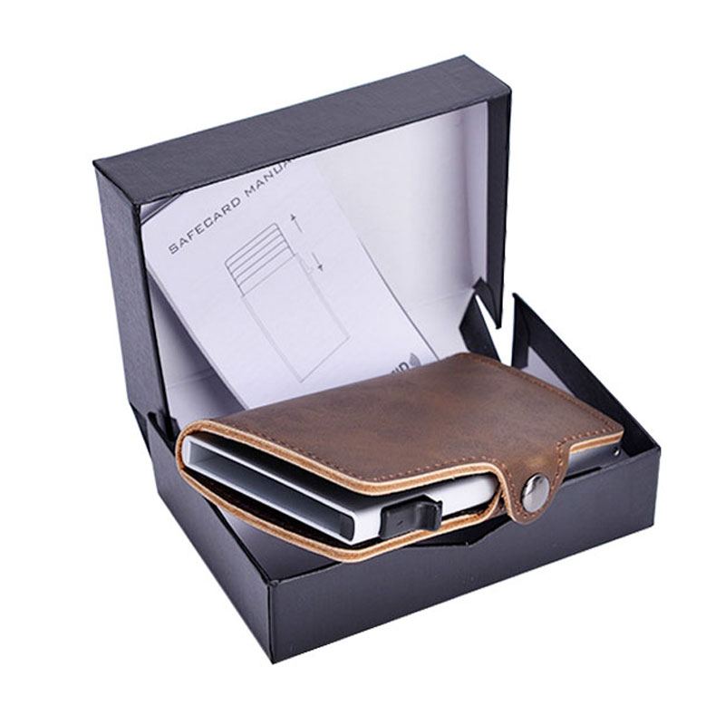 Роскошный кожаный алюминиевый Pop Up RFID кошелек-держатель кредитных карт бизнес подарки