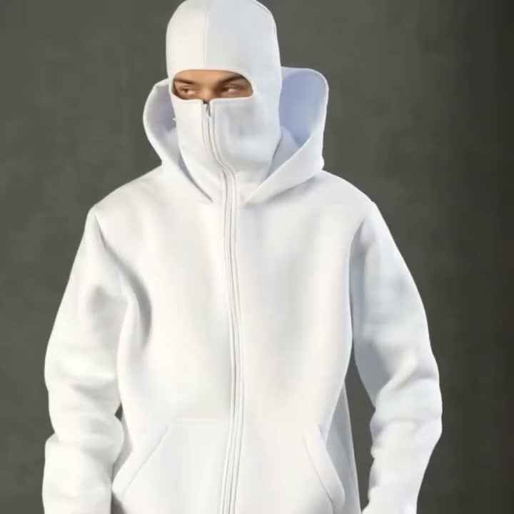 Men's Custom Made Face Cover Zipper Hoodie Graphic Print Full Zip