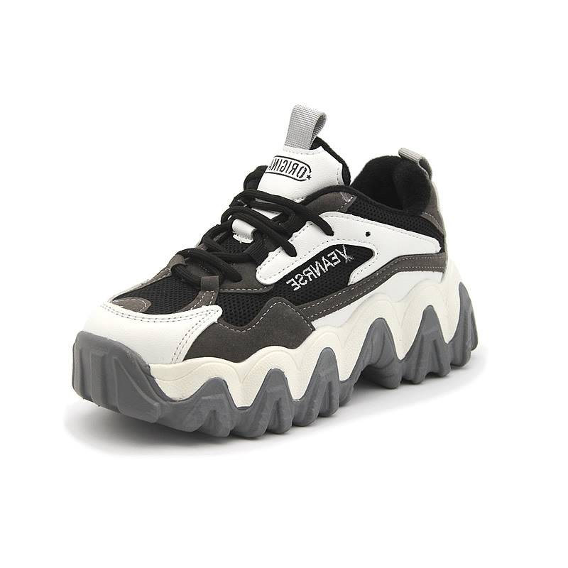 Высококачественные кроссовки из дышащей сетчатой ткани с подошвой из искусственной кожи для папы; Женские модные кроссовки на массивной платформе