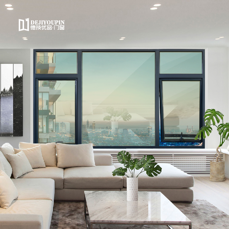 Eficiente da energia Foshan W50 vidros triplos comercial à prova de balas a janela de alumínio de batente de madeira