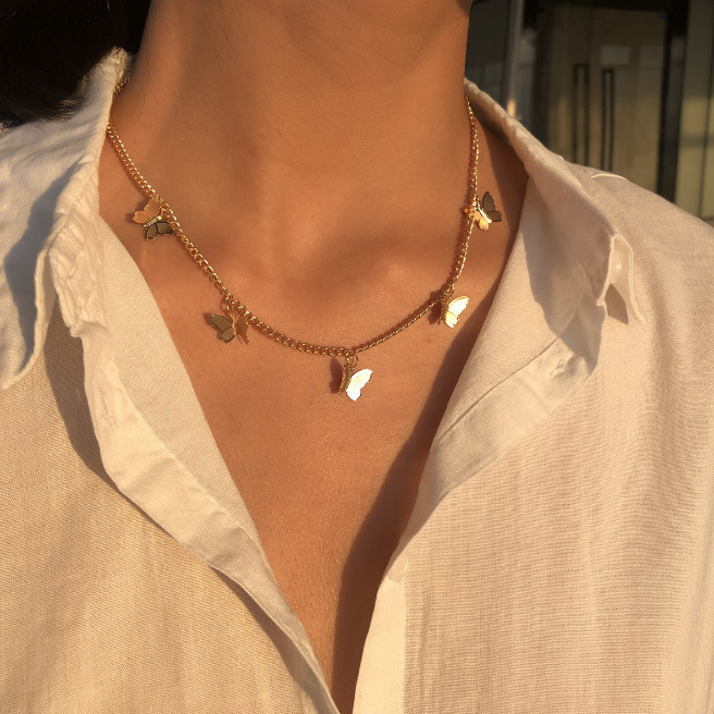 XG1004 Новый монослойный бахрома Геометрическая Бабочка Леди ожерелье украшено