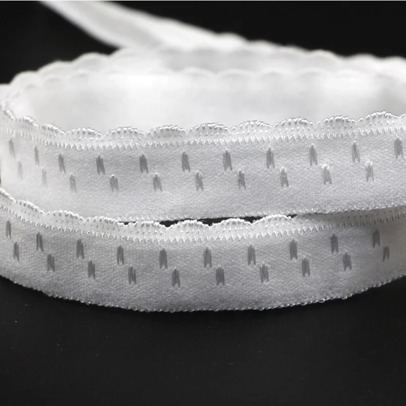 20mm Per 2 Metres Scalloped Edge Premium White Woven Polyester Elastic