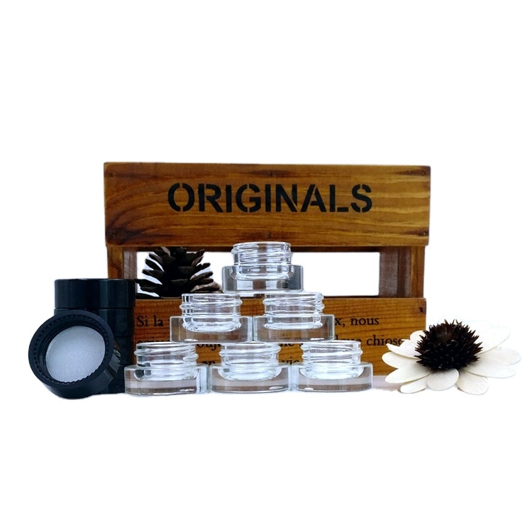 CBD oil packaging Low Profile wax herb rosin dab airtight bottle with plastic screw caps 3ml 3g empty glass jar for concentrates