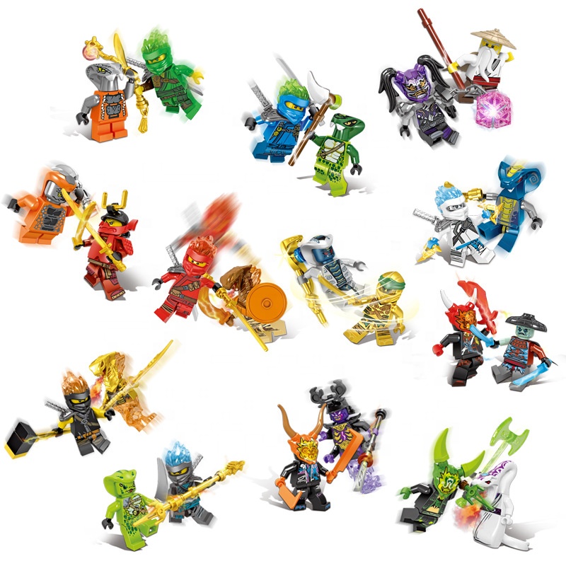 Ninjas Fighting with Weapons Building Blocks Action Figures Toy GiGimelon 24 Pcs Pack Ninja Figures Set Boys Kids Gift us42