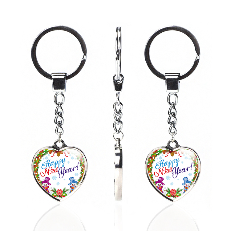 Красочные 30 мм счастливый новый год сувенир серии пользовательских двухсторонний брелок