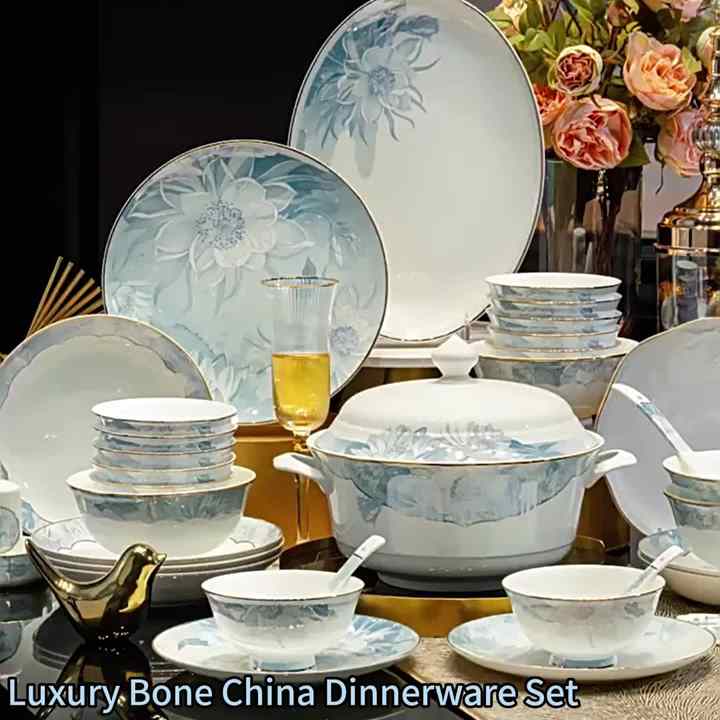 Bone China Dinnerware Nordic Style Dinner Set Nordic Elegant Gold Rim Bone  China Plates Dinnerware Set Ceramic