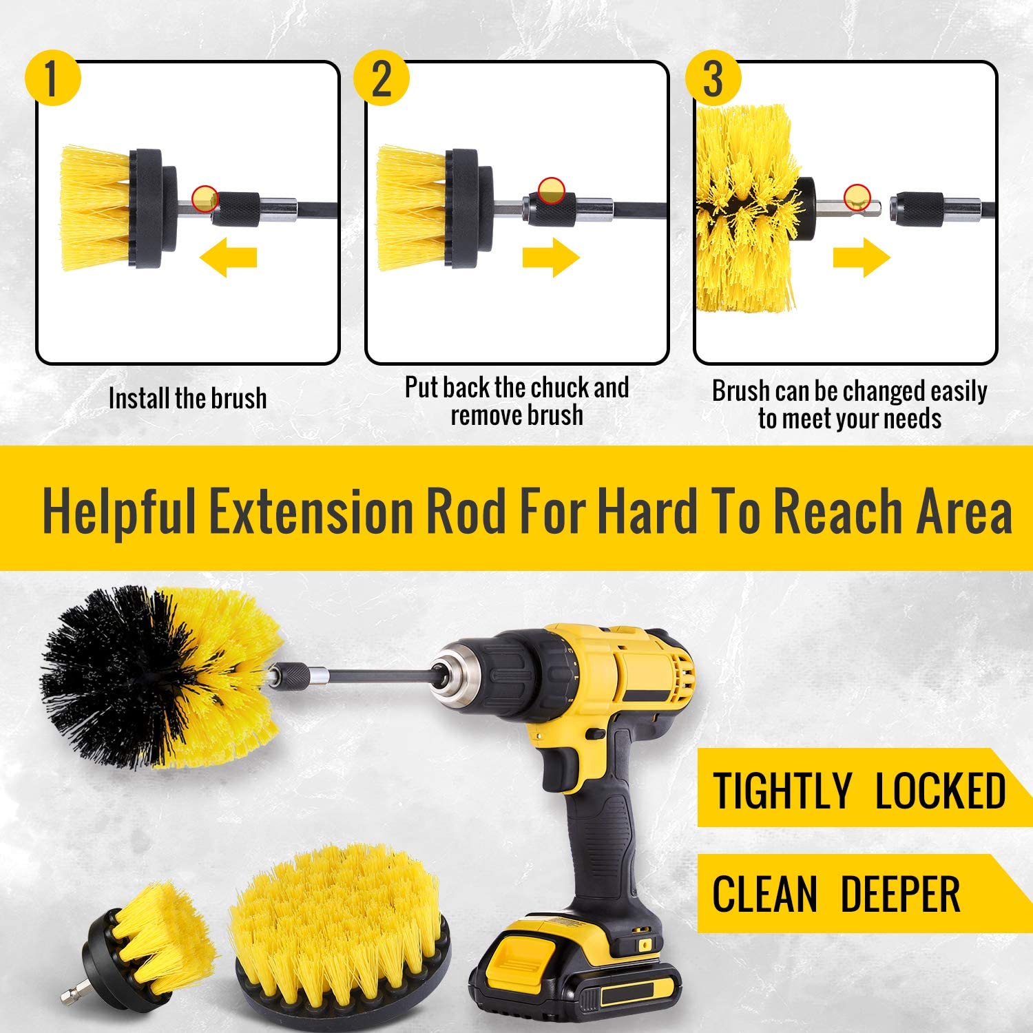 2"/3.5"/4" Drill Cleaning Brush Set For Car / Household