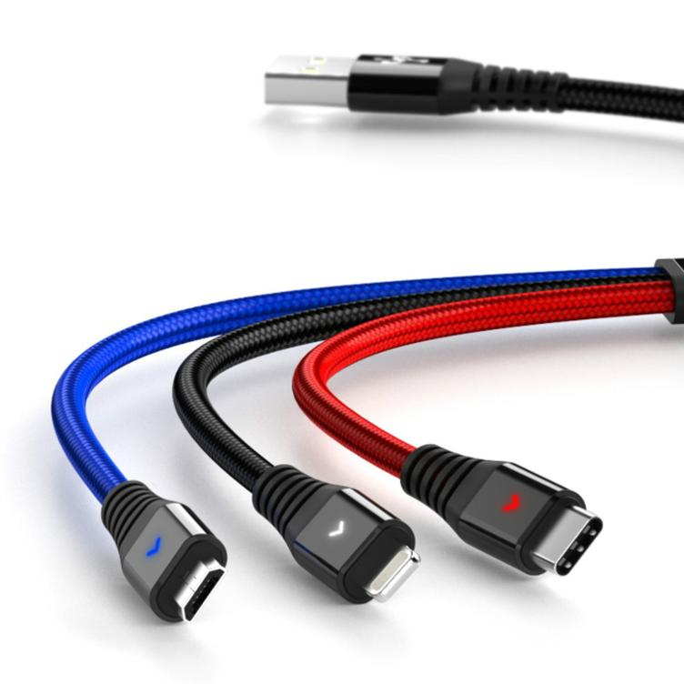 Konfulon 3 в 1 кабель со светодиодной подсветкой для быстрой зарядки 2,4 А USB-кабель для нескольких устройств