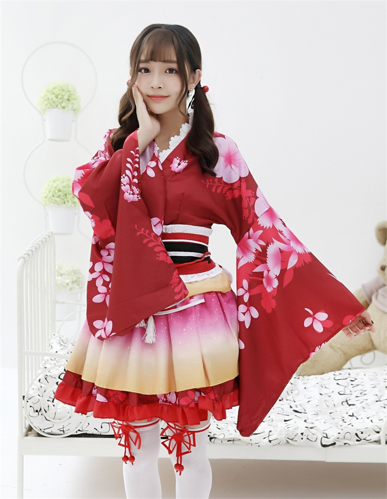 洛丽塔樱花成人女性艺妓服装派对花式服饰性感日本女孩 cosplay 和服