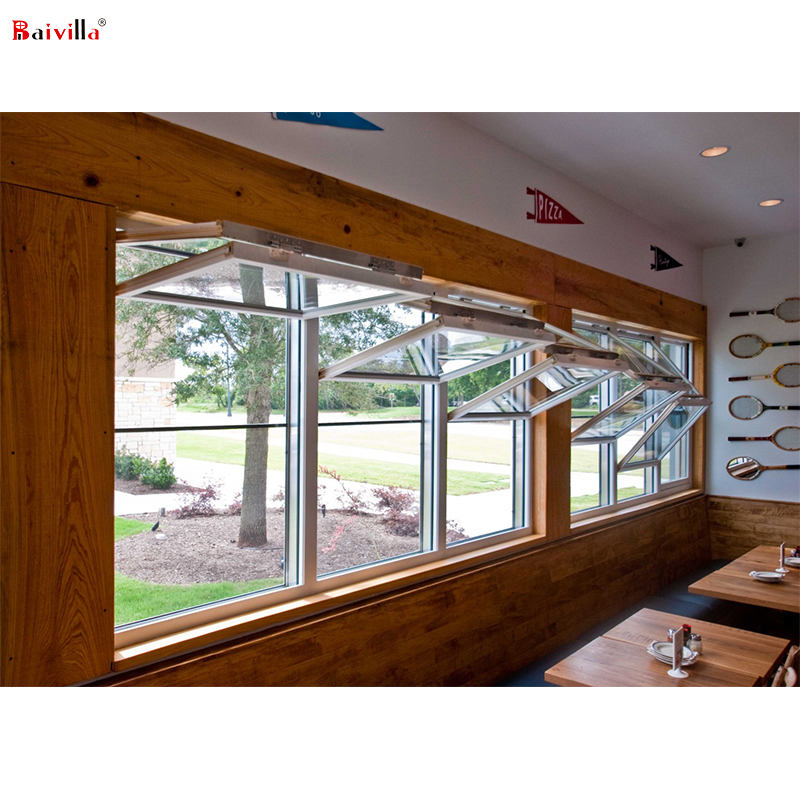 Estrutura de alumínio top dobrar janela vidro temperado Vertical janelas dobráveis