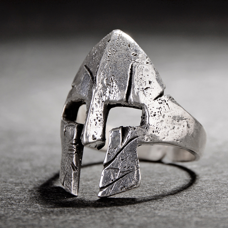 Espartano Héroe Casco Máscara Anillo para Hombre Vintage Biker Punk Joyería Cool