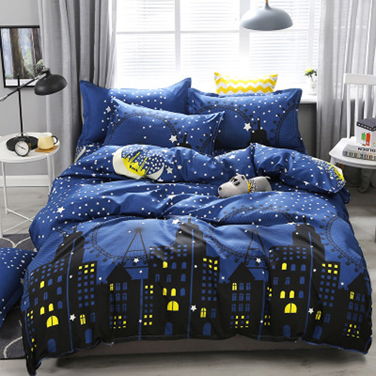 Custom photo print polyester duvet cover set double bed 4 piece quantity printed microfiber bedding set